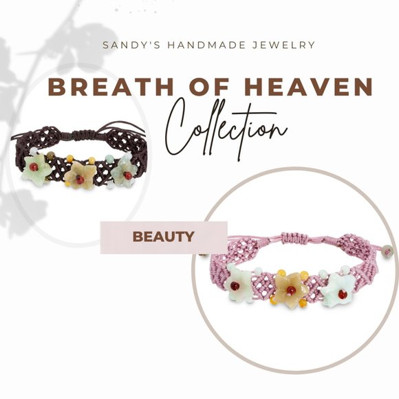 Exhilarating Breath of Heaven Flower Handmade Jade Bracelet - Picture 1 of 4